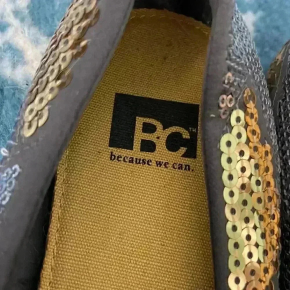 BC Golden and silver sequin canvas ballet flats seven - Picture 5 of 7